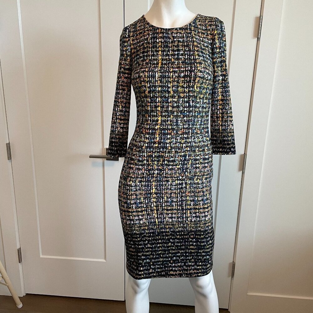 Joseph Ribkoff Modelo 164708X Scoop Nk 3/4 Slv Side Zip Abstract Print Dress 2